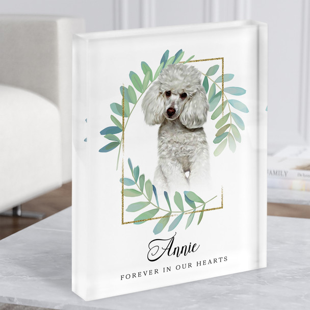 White Poodle Pet Memorial Dog Forever In Our Hearts Gift Acrylic Block