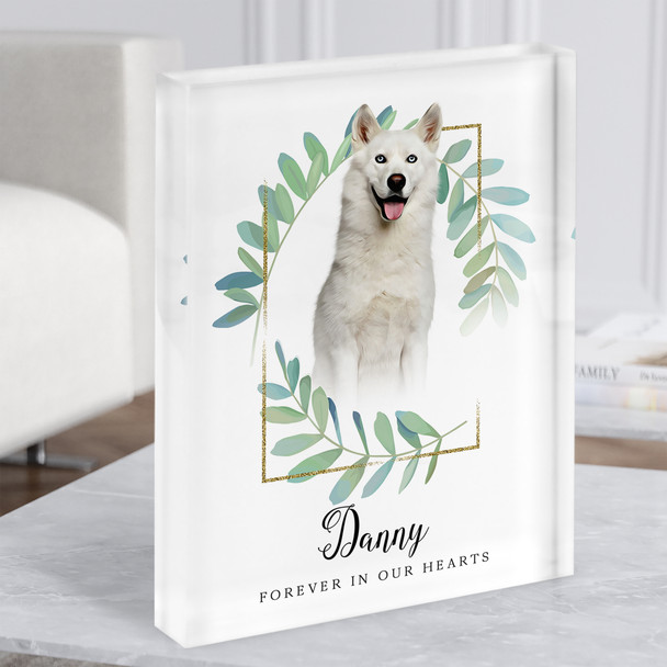 White Siberian Husky Memorial Forever In Our Hearts Gift Acrylic Block