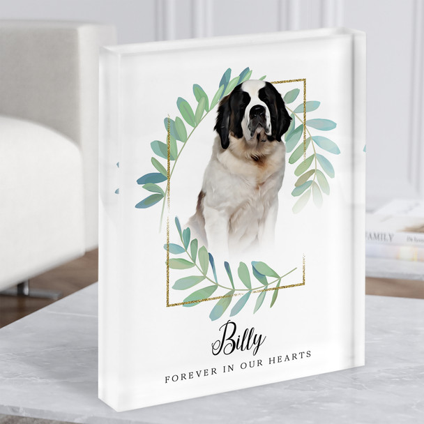 Saint Bernard Pet Dog Memorial Forever In Our Heart Gift Acrylic Block