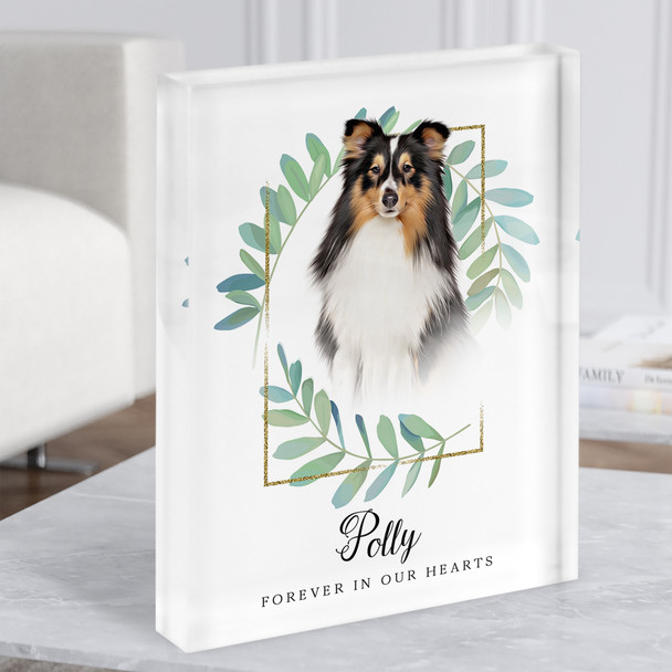 Shetland Sheepdog Pet Memorial Forever In Our Hearts Gift Acrylic Block