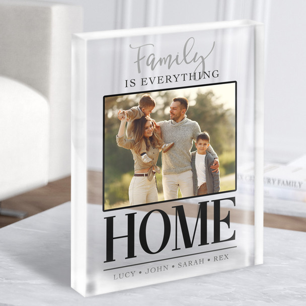 Grey Family is Everything Special Names Home Photo Gift Acrylic Block