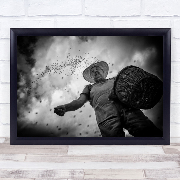 Seeder Seed Farm Farmer Black-and-white Portrait Seeder Wall Art Print