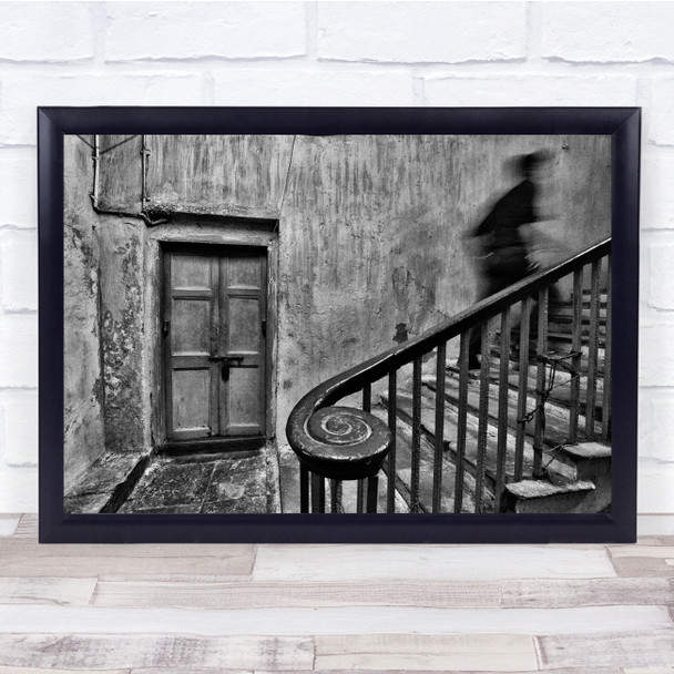 Street India People Life Shadow Slow Motion Black White Wall Art Print