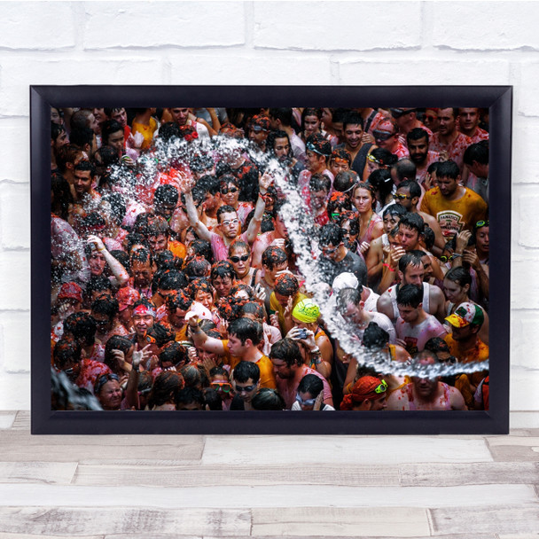 Water Spray Splash Festival Crowd Action Street Goggles Wall Art Print