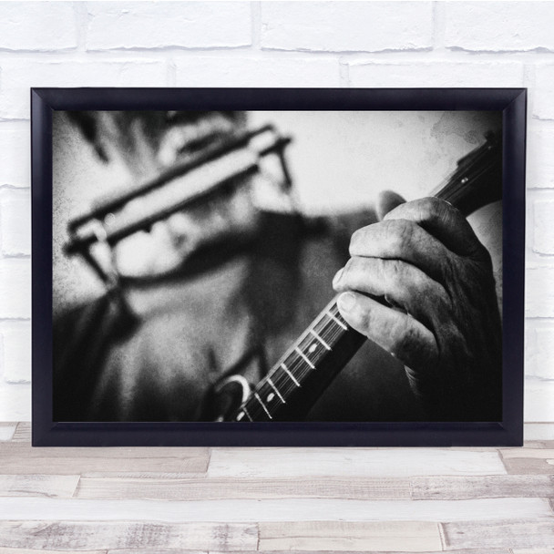 Performance Black Black Music Harmonica Mandolin Fingers Guitar Print
