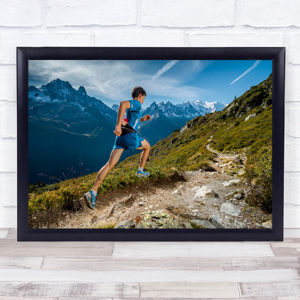 Action Run Running Runner Man Alp Alps Chamonix France Wall Art Print