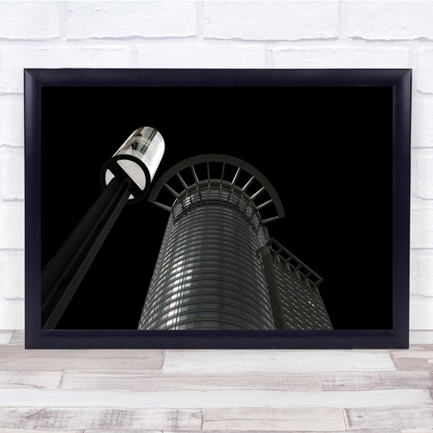 Building Cityscape Futuristic Skyscraper Black & White Wall Art Print