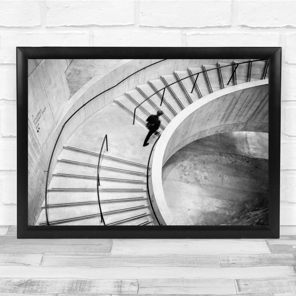 Curve Staircase Spiral Architecture Monochrome Pattern Wall Art Print