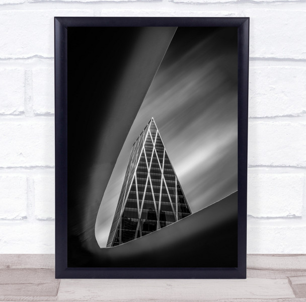 Fascination Of Lines triangle black and white building Wall Art Print