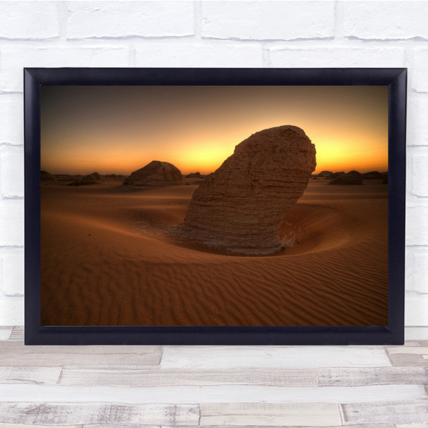 Landscape Rock Desert Sand Twilight Egypt Sunset White Wall Art Print