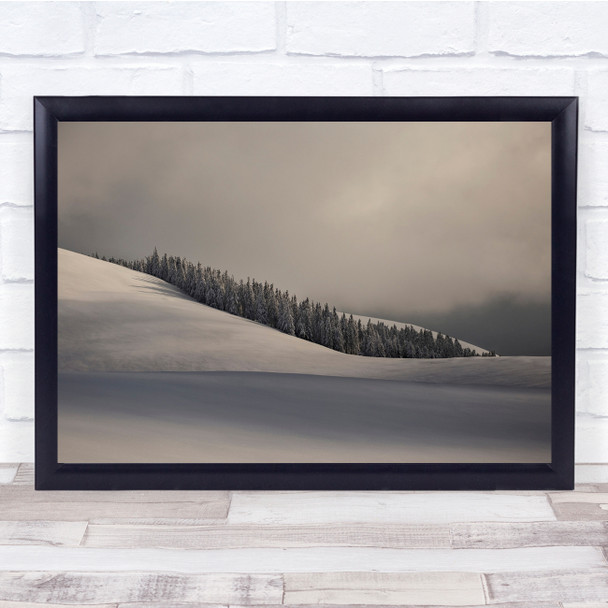 Landscape Trees Snow Snowy Winter Cold Simple Abstract Wall Art Print