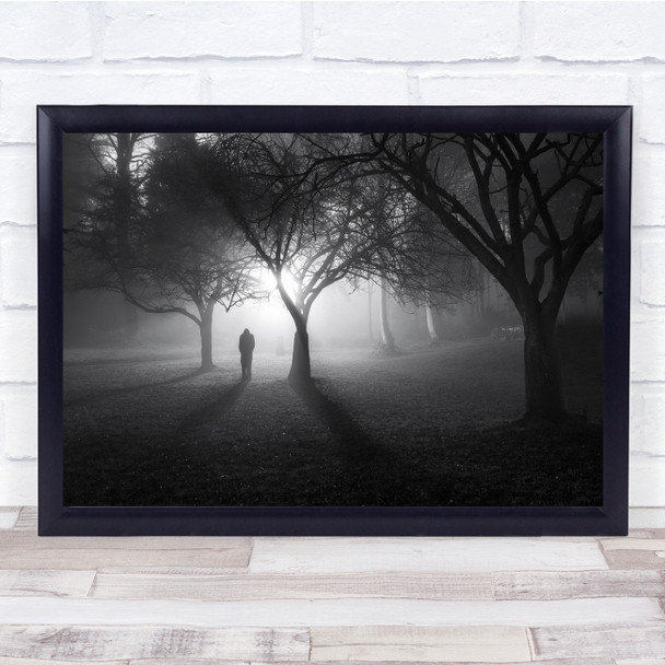 Night Mist Tree Light Model Shadow Creepy Baw Cold Fog Wall Art Print