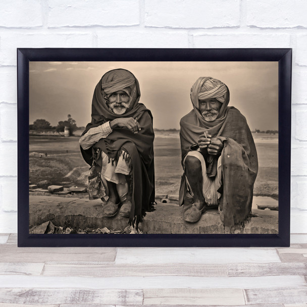 The Comfort Of A Cigarette Arabian men black and white Wall Art Print