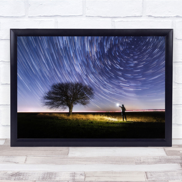 The Night Hunter shooting stars lonely trees landscape Wall Art Print