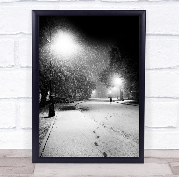 Torino Italy Snow Mood Light Street Walking On The Way Wall Art Print