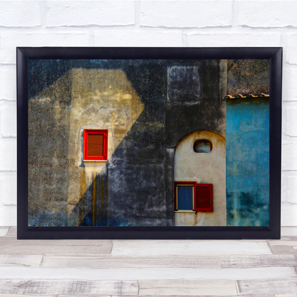 Urban Italy Window Architecture Graphic Old Red Window Wall Art Print