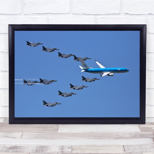 Formation Jet Fighter Airplane Escort Protection Safe Wall Art Print