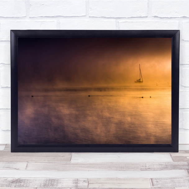 Lake Starnberg Autumn Mist Fog Foggy Sailing Panorama Wall Art Print