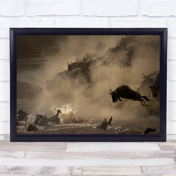 Nature Kenya Masai Silhouette Action Dramatic animals Wall Art Print