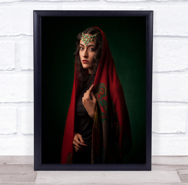 Robe Cloak Jewellery Girl Model Woman Portrait Rojine Wall Art Print