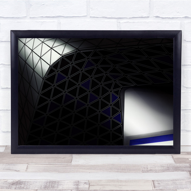 Architecture Abstract Blue White geometric triangles Wall Art Print