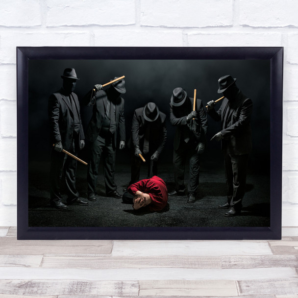 Dystopia Black Red Mask Baton Kuopio Finland Tyranny Wall Art Print