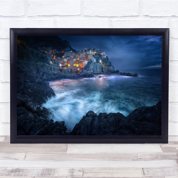 Landscape Liguria Seascape Coast Coastal Night Italy Wall Art Print