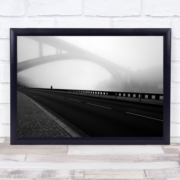 Mist Bridge Man Road Empty Dark Dawn At Last Sunrise Wall Art Print