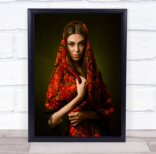 Portrait Veil Scarf Robe Model Woman Girl Face Sanaz Wall Art Print