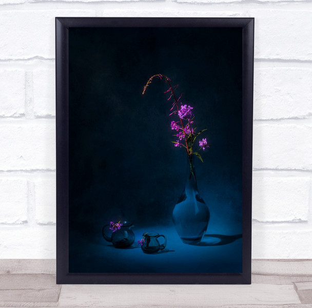 Purple Flowers Vase Still Life Flower Bouquet Summer Wall Art Print