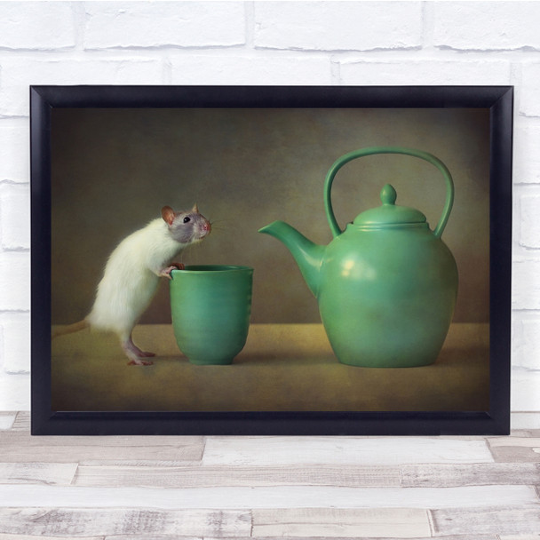 Rat Rodent Cute Animal Holland Mouse Tea pot and cup Wall Art Print