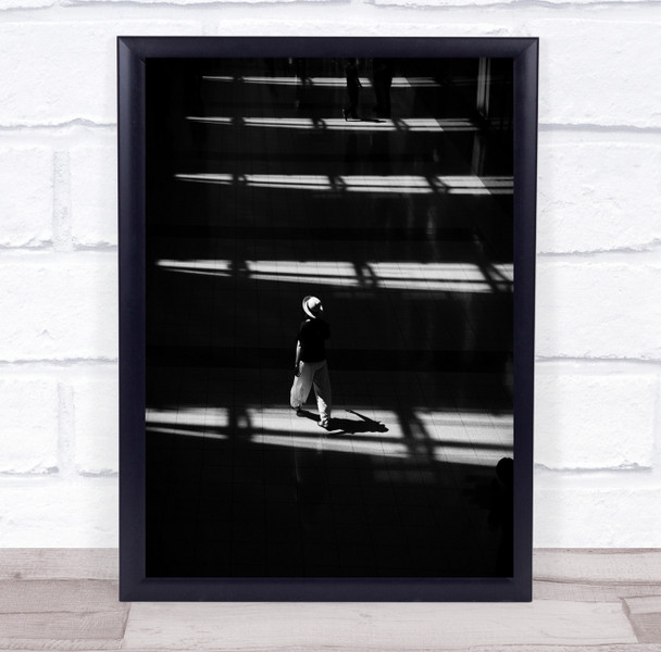 Shadow man walking street City Urban High angle view Wall Art Print