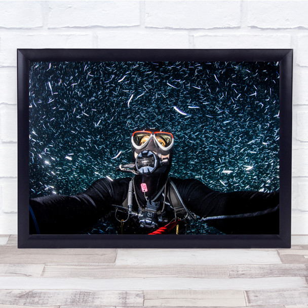 Underwater Selfie Scuba diving Fish Nature Indonesia Wall Art Print