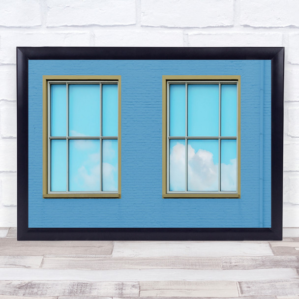Windows Reflection Shapes Colors Blue Cyaan Wall Sky Wall Art Print