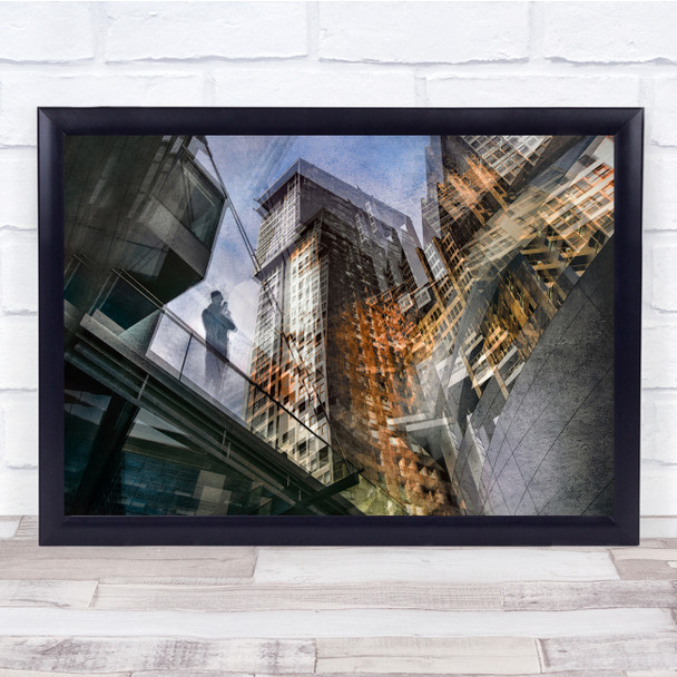 Double Exposure Multiple Exposure Bridge Urban city Wall Art Print