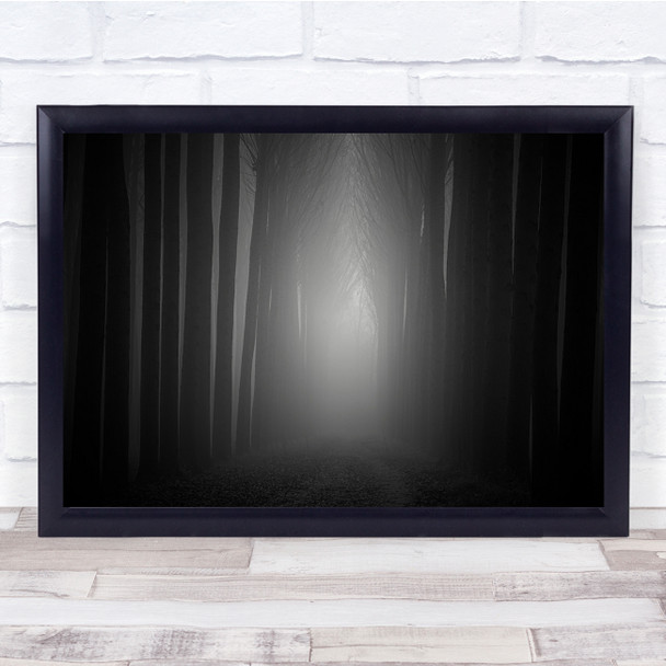 Tree Trunks Black & White Mist Haze Foggy Landscape Wall Art Print