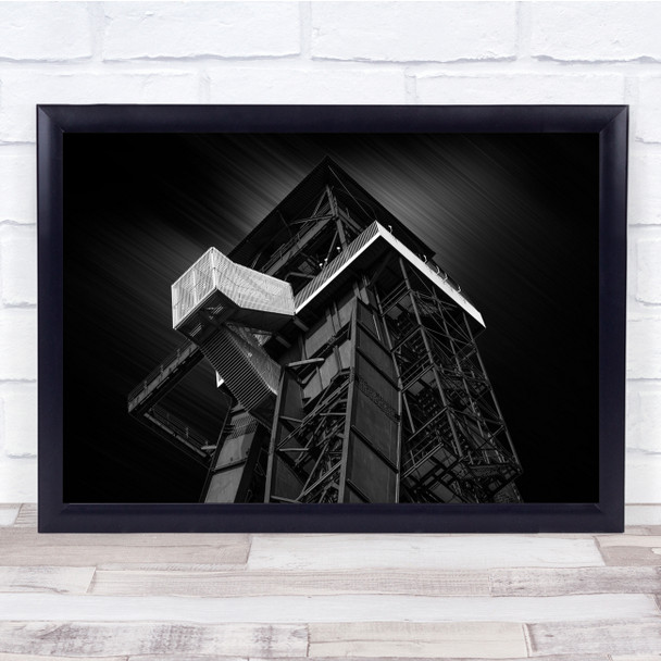 Abstract Lines Architecture Moody Grey White Stairs Wall Art Print