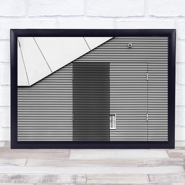 Architecture Abstract Facade Doors Grey Black White Wall Art Print