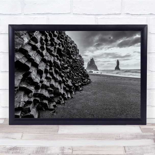 Array Beach Wave Rock Sand Iceland Basalt Formation Wall Art Print