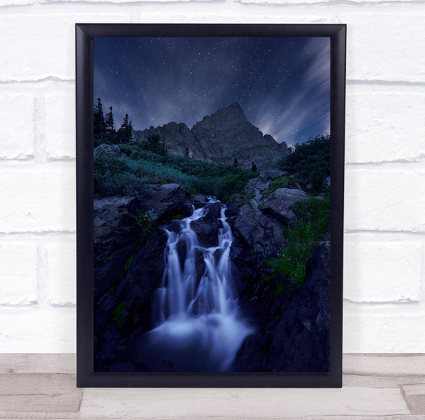 Colorado Nightscape Mountain Waterfall Crestonepeak Wall Art Print