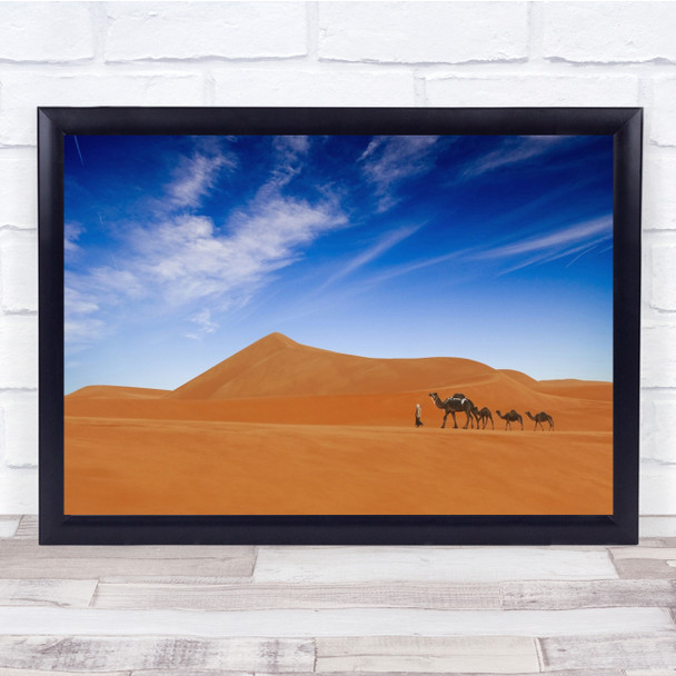 Desert Dune Sand Caravan Person Camel Animals Saudi Wall Art Print