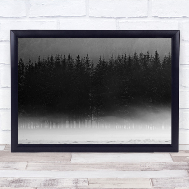 Forest Landscape Trees Black White Snow Black White Wall Art Print