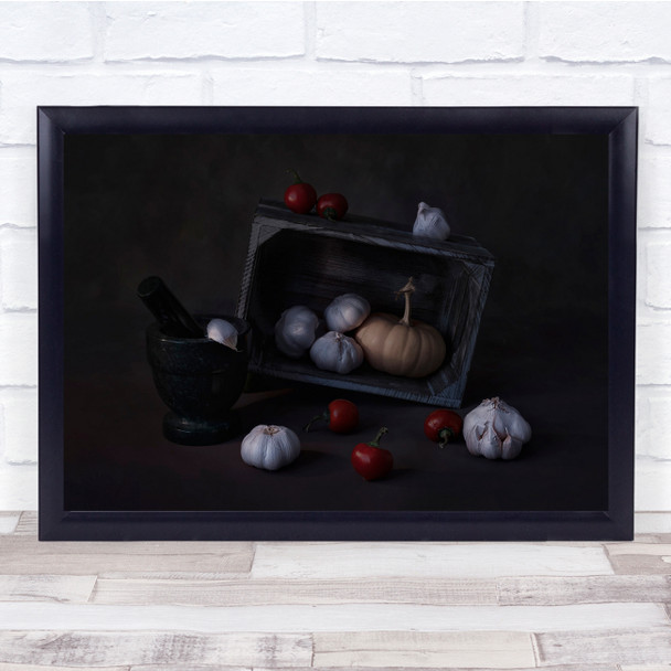 Garlic Pepper Box Spice Tomato Vegetable still life Wall Art Print