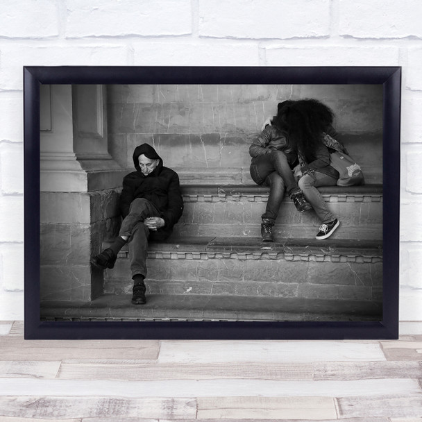 Love Is In The air Curly hair black and white stair Wall Art Print