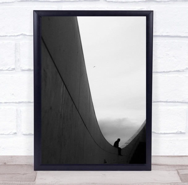 Mood Black White Silhouette Wall Empty Alone Lonely Wall Art Print