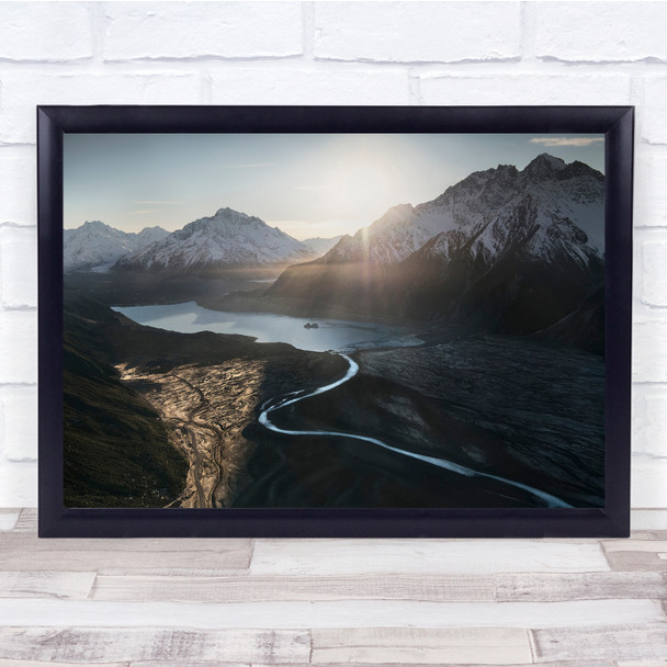 Mountains Lake New Zealand Landscape Valley sunrise Wall Art Print