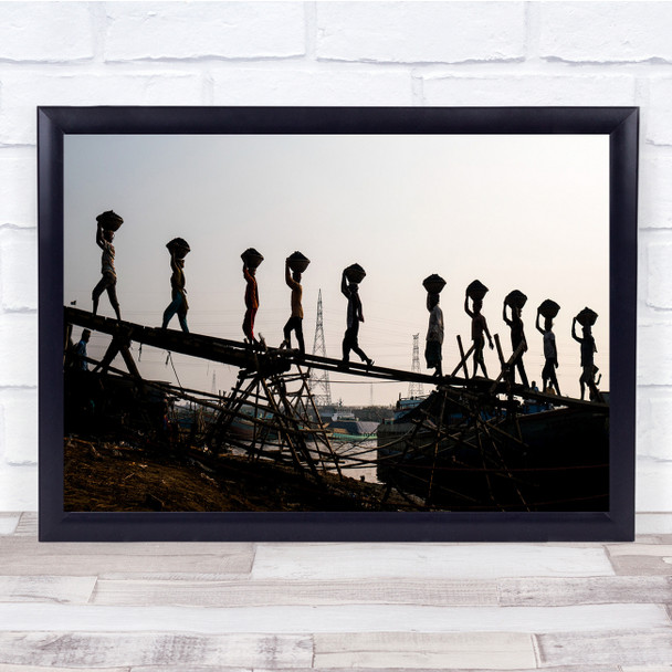 Port Supplies delivery people carrying pots on head Wall Art Print
