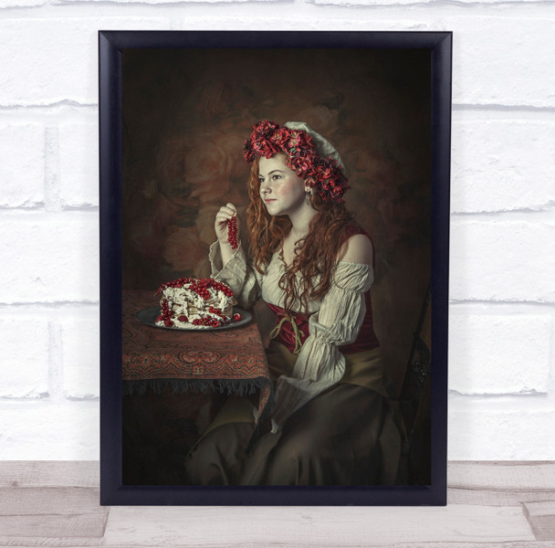 Portrait Fine Art Painting Child She Loves Pancakes Wall Art Print