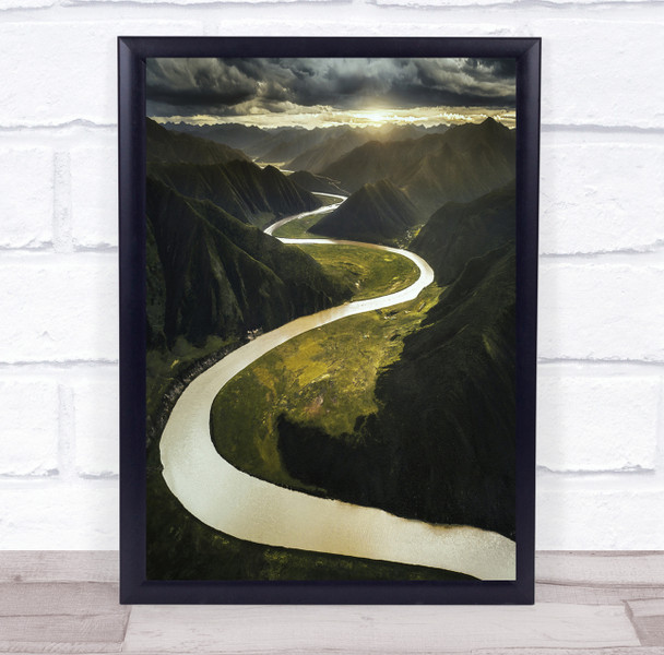 Sleeping Dragon In The Valley curved road landscape Wall Art Print