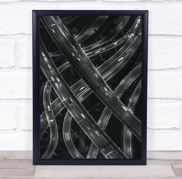 spaghetti junction road abstract highway ariel view Wall Art Print